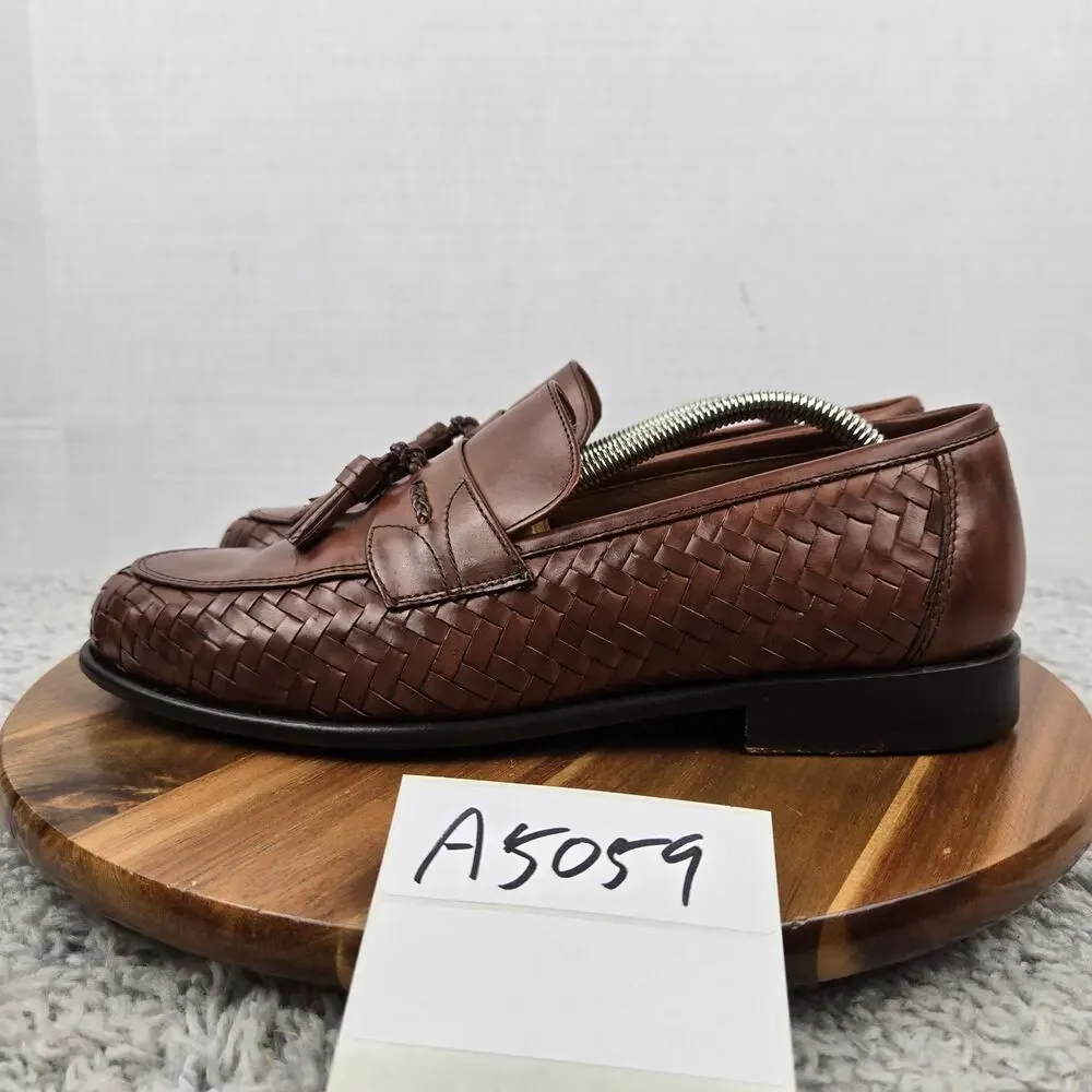 G.H. Bass Mens 9M Jerome Brown Woven Leather Casual Daily Office Tasseled Loafer